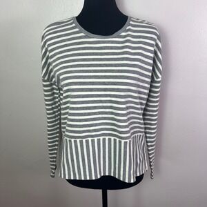 Abercrombie Fitch Striped Long Sleeve Women's Top Grey White Casual, Size S